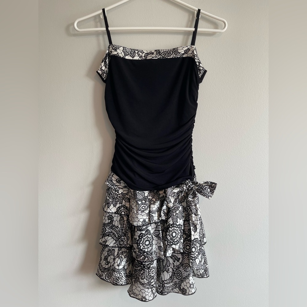 Iz Byer Black and White Mini Dress